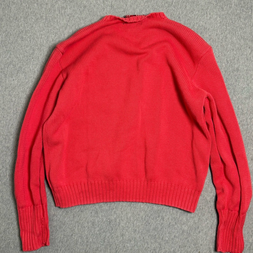 Vintage Polo Sport Ralph Lauren Sweater Red Women's Large L  Crewneck Pony Logo - Picture 7 of 7